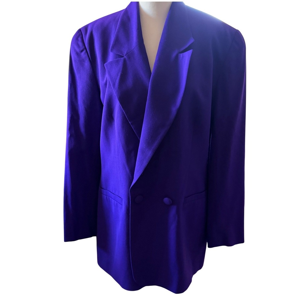 Vintage Evan Picone Women Wool Blazer 10 Med Purple Professional Career Jacket